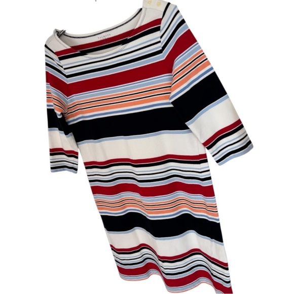 Talbots Petites Multicolor Horizontal Striped Long Sleeve Dress Size Medium - Picture 5 of 8